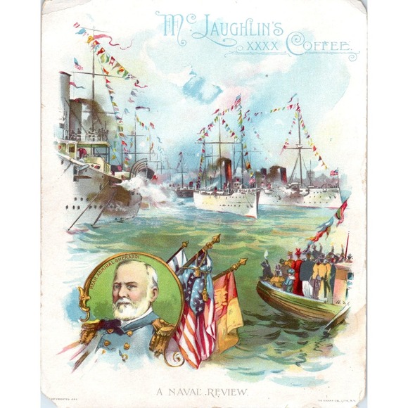 None Other - 1880s Adm Gherardi Naval Review McLaughlin's Coffee Victorian Trade Card AE9-LT